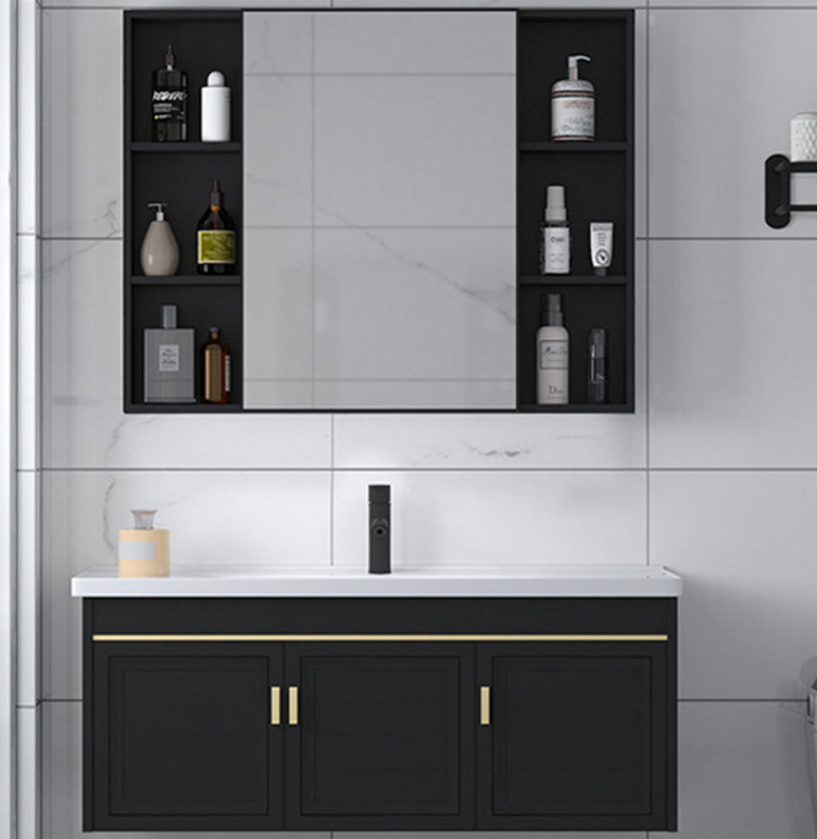 Ceramic Sink Vanity Glam Wall-Mounted Bathroom Vanity for Bathroom