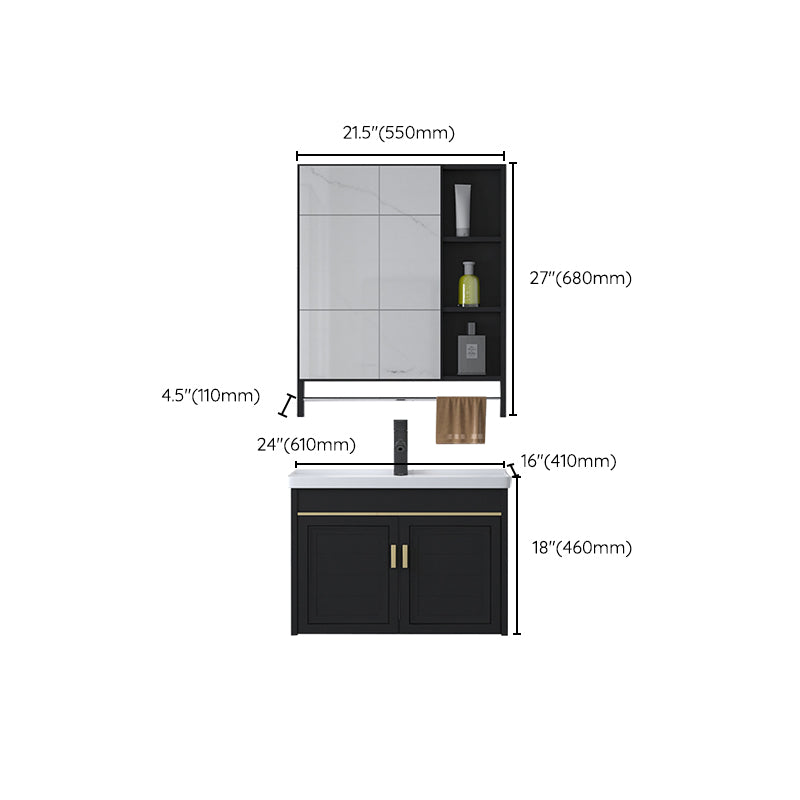 Ceramic Sink Vanity Glam Wall-Mounted Bathroom Vanity for Bathroom