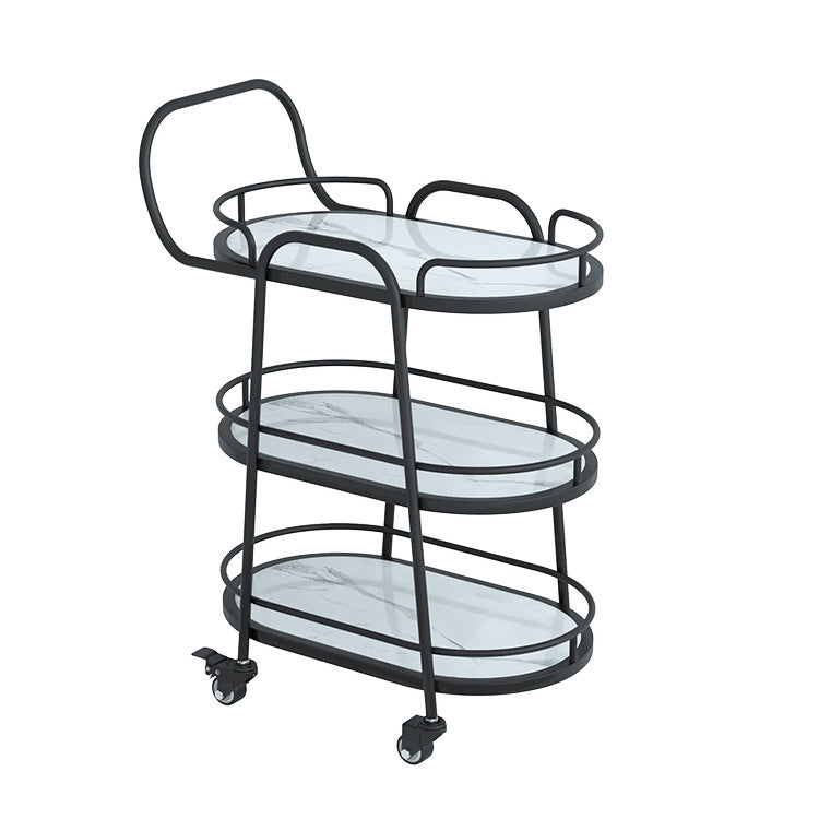 33.46" High Contemporary Style Oval Prep Table Rolling Metal Prep Table for Kitchen