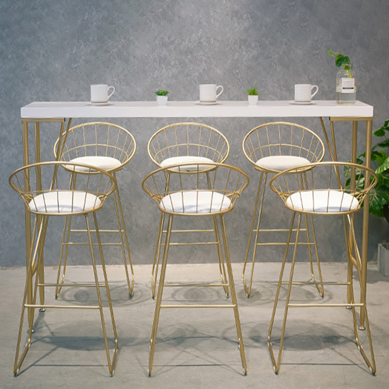 Modern Rectangle Solid Wood Bar Table Metal Base Dining Table