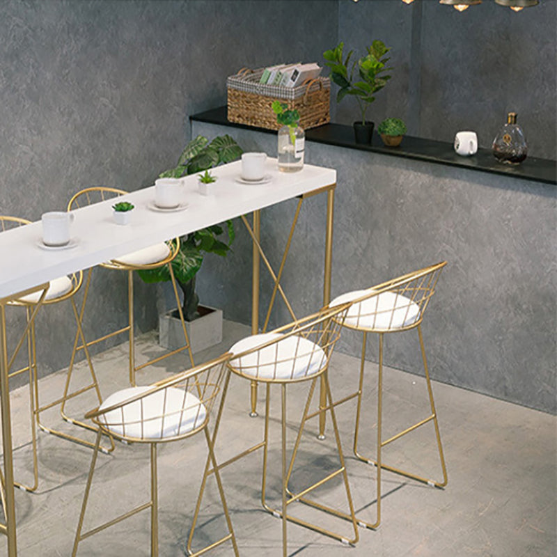 Modern Rectangle Solid Wood Bar Table Metal Base Dining Table