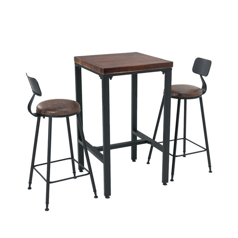 Brown Solid Wood Bar Table Industrial Dining Table for Kitchen Living Room