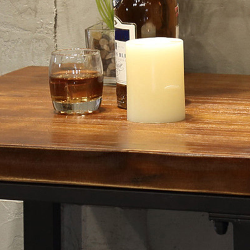 Brown Solid Wood Bar Table Industrial Dining Table for Kitchen Living Room