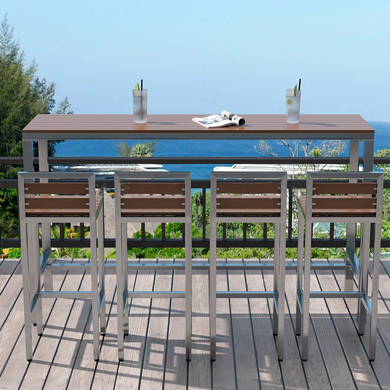 Modern Bar Table Brown Top Dining Table for Kitchen Living Room Coffee Room