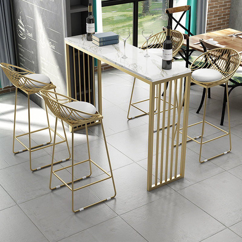 Industrial Bar Table Rectangle Sled Base Bar Height Pub Table for Home