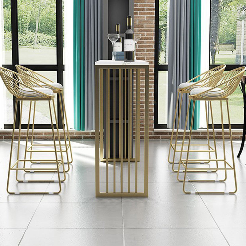 Industrial Bar Table Rectangle Sled Base Bar Height Pub Table for Home