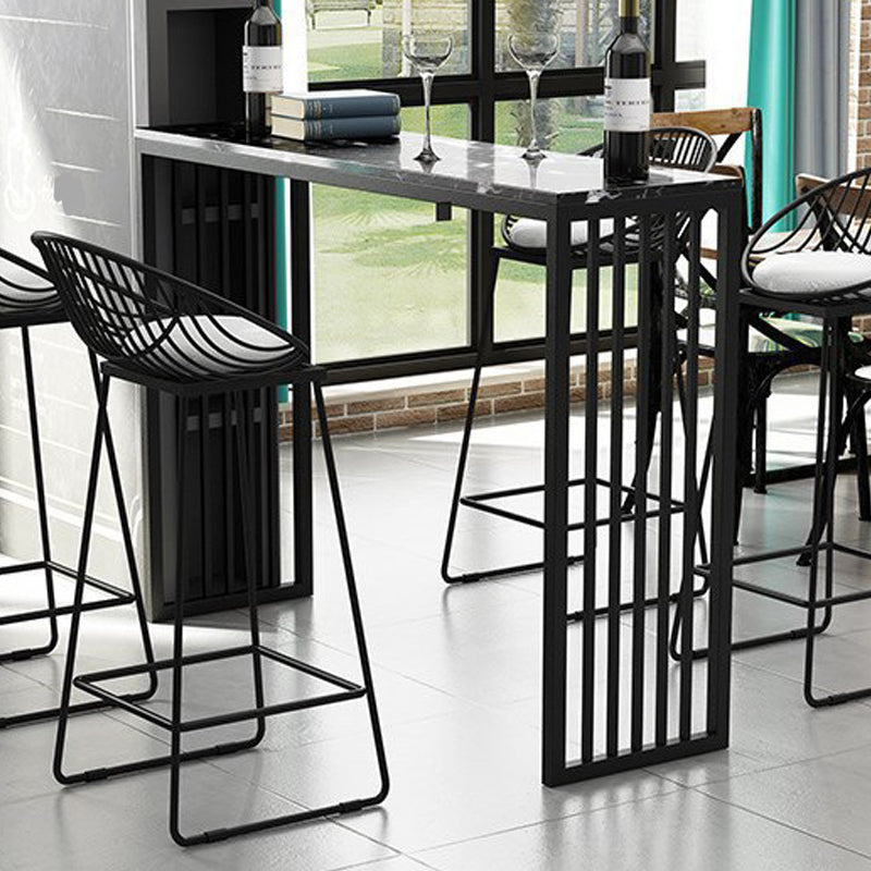 Industrial Bar Table Rectangle Sled Base Bar Height Pub Table for Home