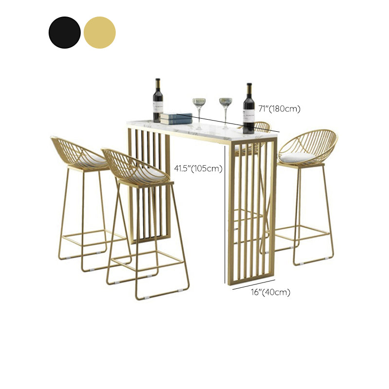 Industrial Bar Table Rectangle Sled Base Bar Height Pub Table for Home