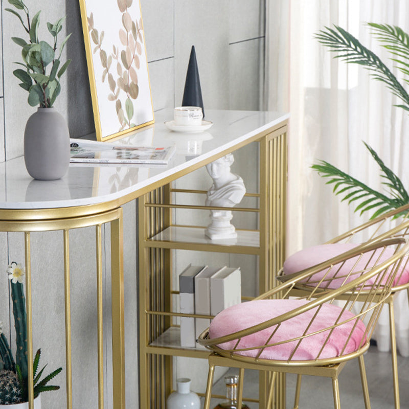 Glam Pub Height Dining Table Stone Top Pub Table for Dining Room