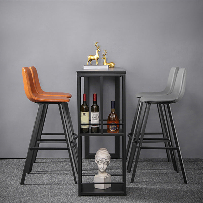 Rectangle Sintered Stone Bar Table Metal Base Dining Table with Storage Shelves