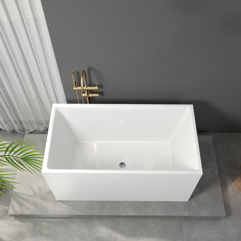 Contemporary Soaking Freestanding Bathtub Acrylic Rectangular with Center Drain