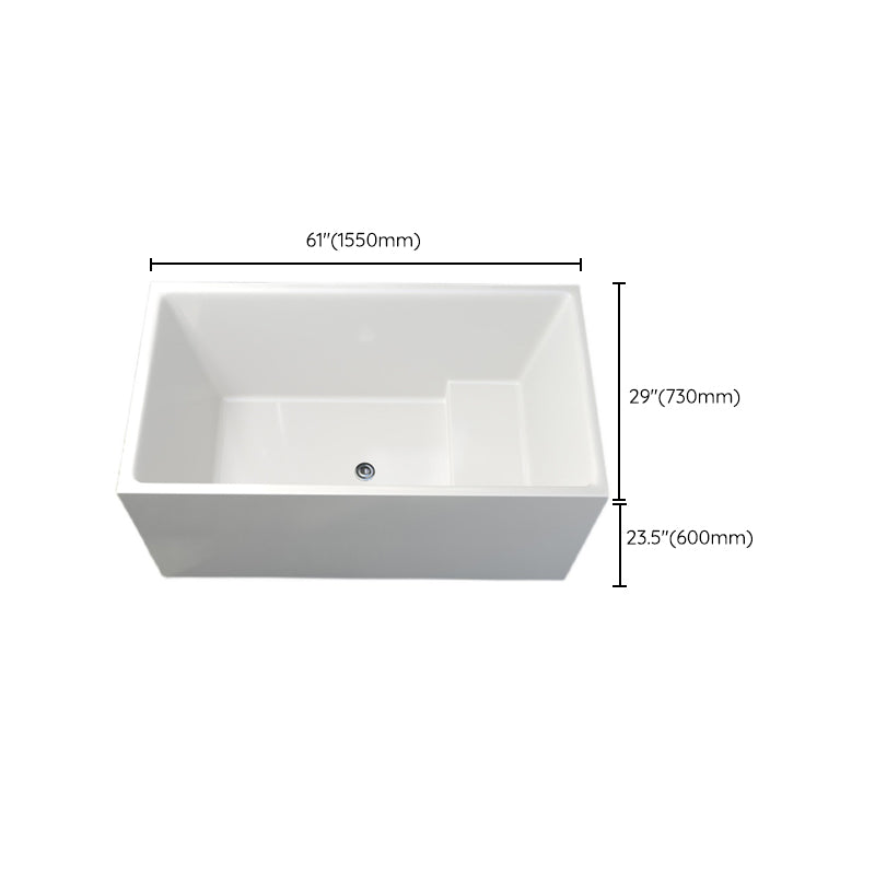 Contemporary Soaking Freestanding Bathtub Acrylic Rectangular with Center Drain