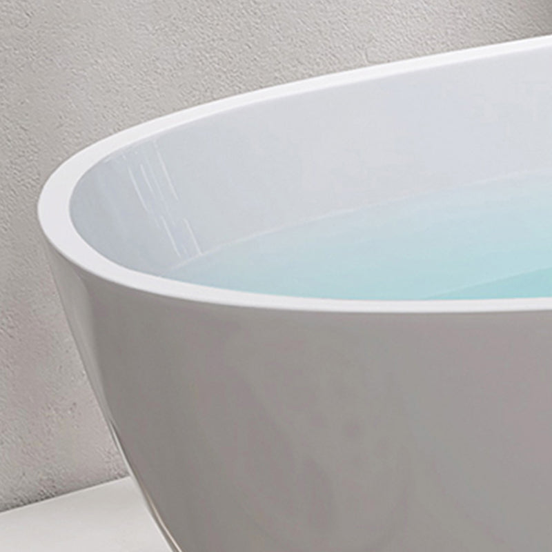 Oval Freestanding Soaking Bathtub Modern Acrylic Bathtub with Drain and Overflow Trim