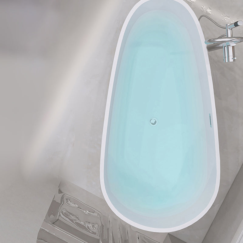 Oval Freestanding Soaking Bathtub Modern Acrylic Bathtub with Drain and Overflow Trim