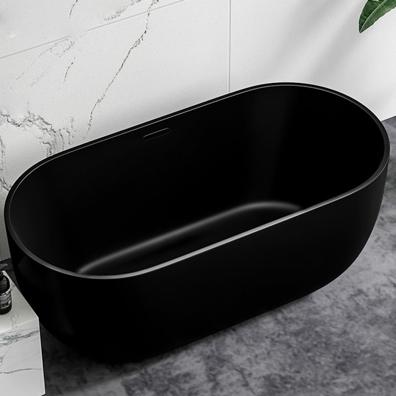 Modern Acrylic-Fiberglass Oval Bathtub Freestanding Soaking Bathtub with Center Drain