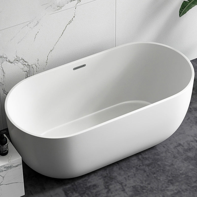 Modern Acrylic-Fiberglass Oval Bathtub Freestanding Soaking Bathtub with Center Drain