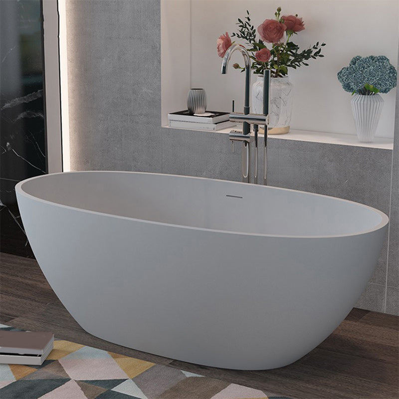 Modern Freestanding Bathtub for Bathroom Matte Finish Acrylic Oval Tub