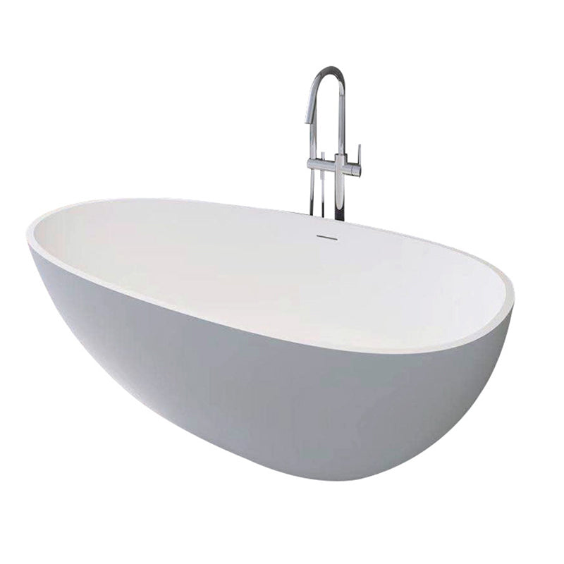 Modern Freestanding Bathtub for Bathroom Matte Finish Acrylic Oval Tub