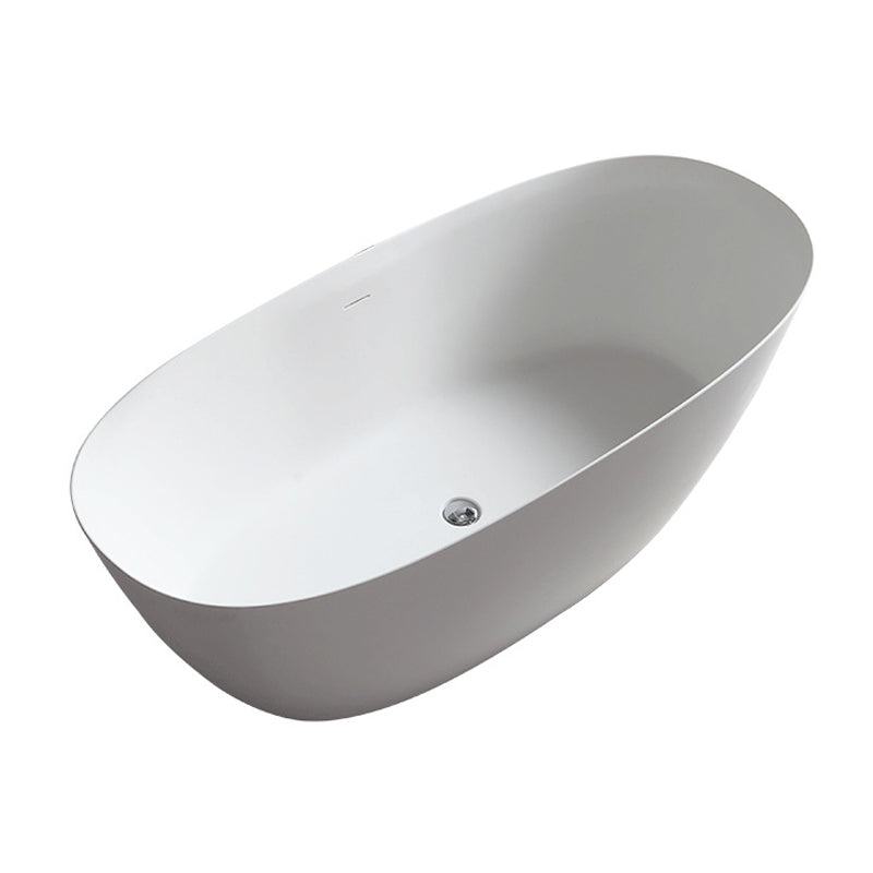 Contemporary White Bath Tub with Overflow Trim Oval Soaking Tub for Home