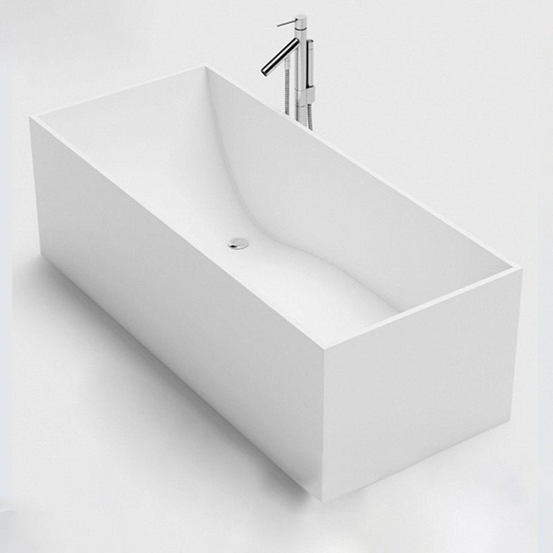 Modern Freestanding Bathtub Stone Rectangle White Soaking Bath Tub