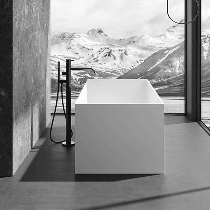 Modern Freestanding Bathtub Stone Rectangle White Soaking Bath Tub
