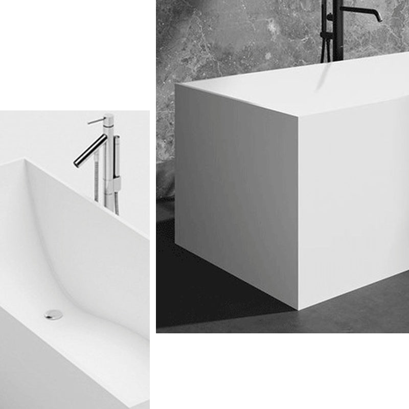 Modern Freestanding Bathtub Stone Rectangle White Soaking Bath Tub