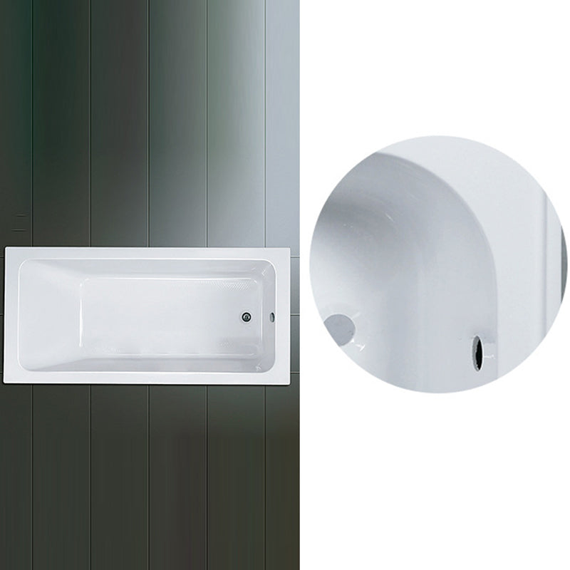 Modern Drop-in Acrylic Bathtub Internal Drain White Soaking Tub