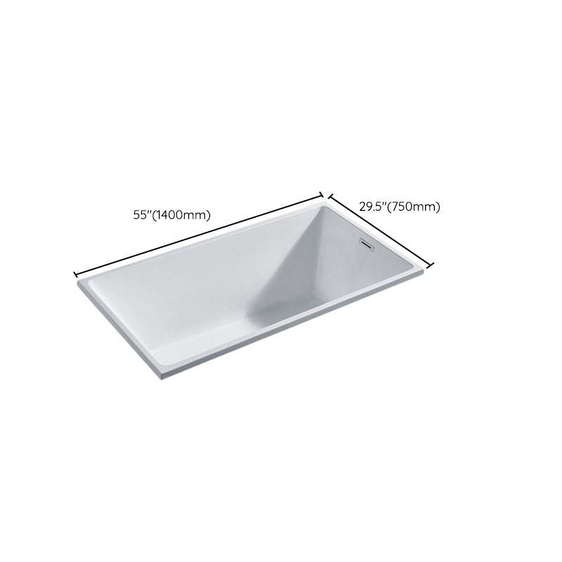Modern Drop-in Acrylic Bathtub Internal Drain White Soaking Tub
