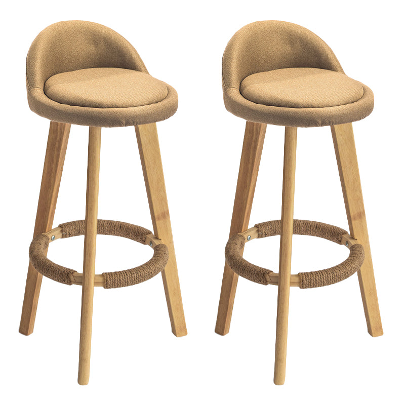 Nordic Armless Backrest Counter Stool Rubber Wood Bar Stool with Pedal