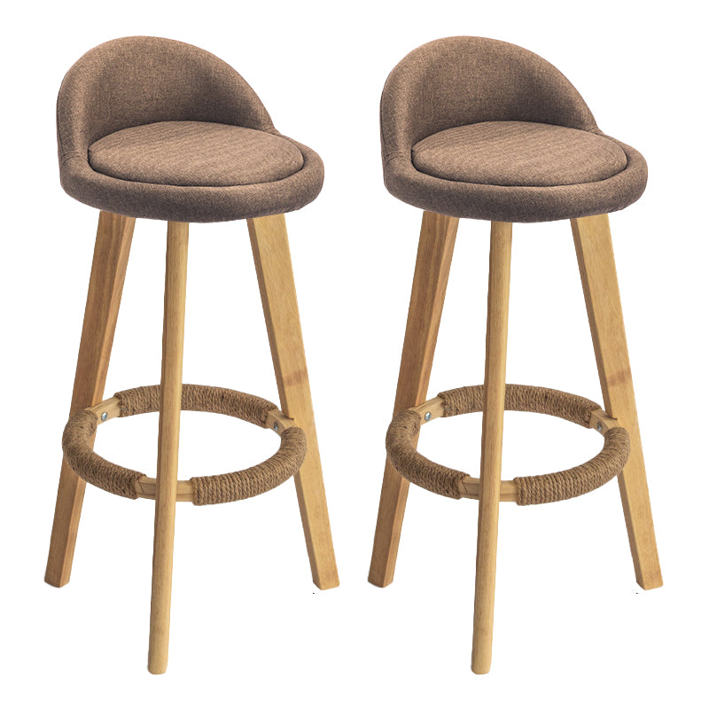 Nordic Armless Backrest Counter Stool Rubber Wood Bar Stool with Pedal