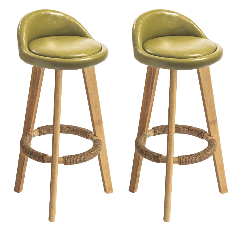 Nordic Armless Backrest Counter Stool Rubber Wood Bar Stool with Pedal