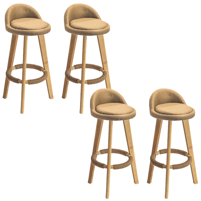 Nordic Armless Backrest Counter Stool Rubber Wood Bar Stool with Pedal