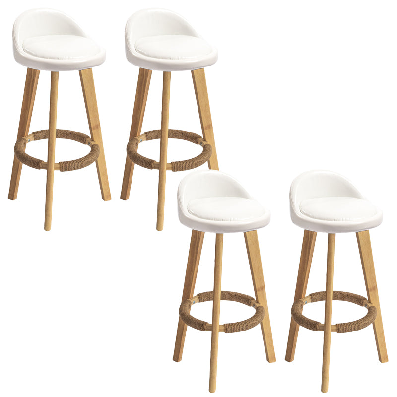 Nordic Armless Backrest Counter Stool Rubber Wood Bar Stool with Pedal