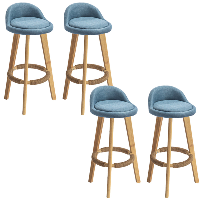 Nordic Armless Backrest Counter Stool Rubber Wood Bar Stool with Pedal