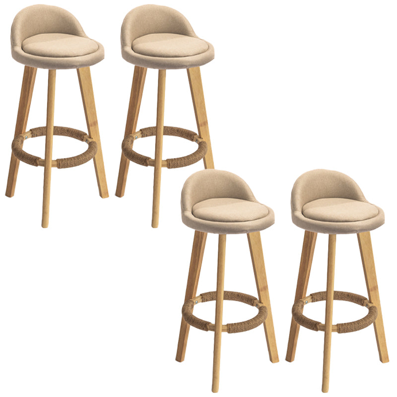 Nordic Armless Backrest Counter Stool Rubber Wood Bar Stool with Pedal