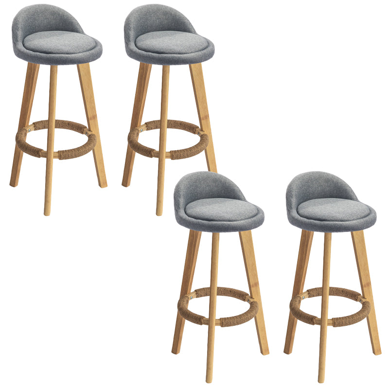 Nordic Armless Backrest Counter Stool Rubber Wood Bar Stool with Pedal