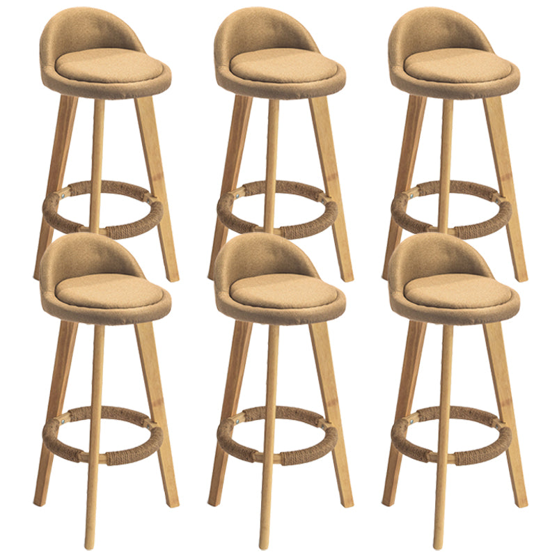 Nordic Armless Backrest Counter Stool Rubber Wood Bar Stool with Pedal