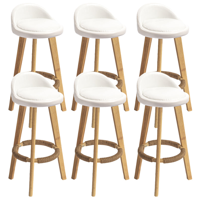 Nordic Armless Backrest Counter Stool Rubber Wood Bar Stool with Pedal