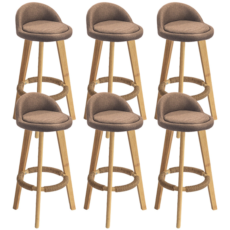 Nordic Armless Backrest Counter Stool Rubber Wood Bar Stool with Pedal