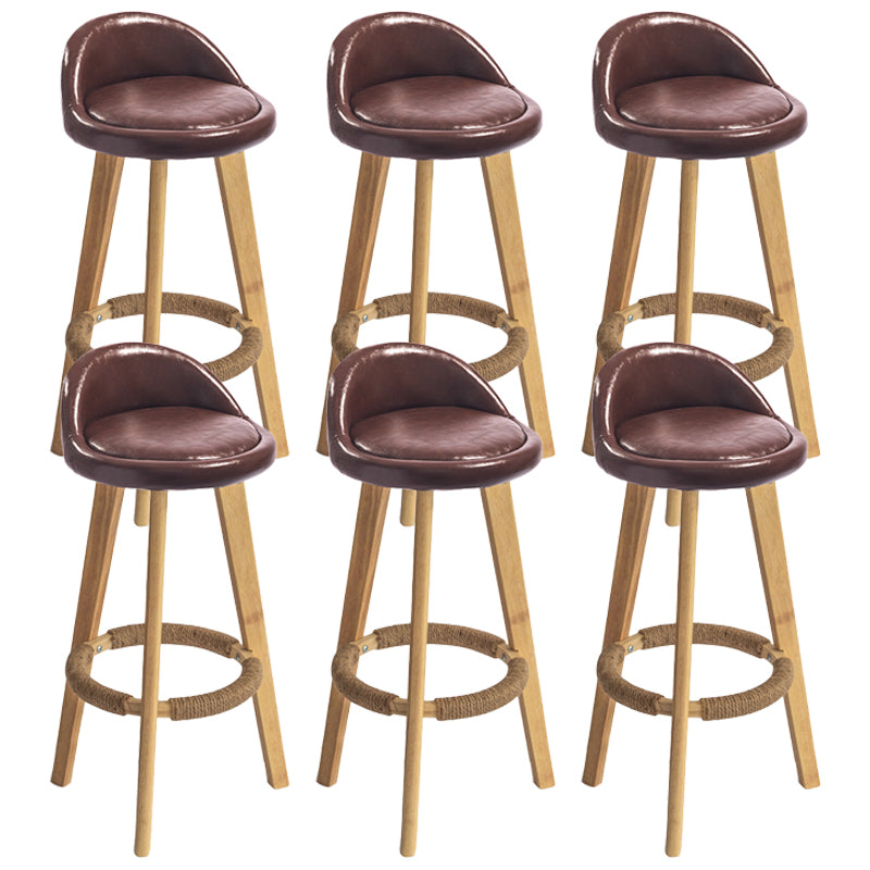 Nordic Armless Backrest Counter Stool Rubber Wood Bar Stool with Pedal