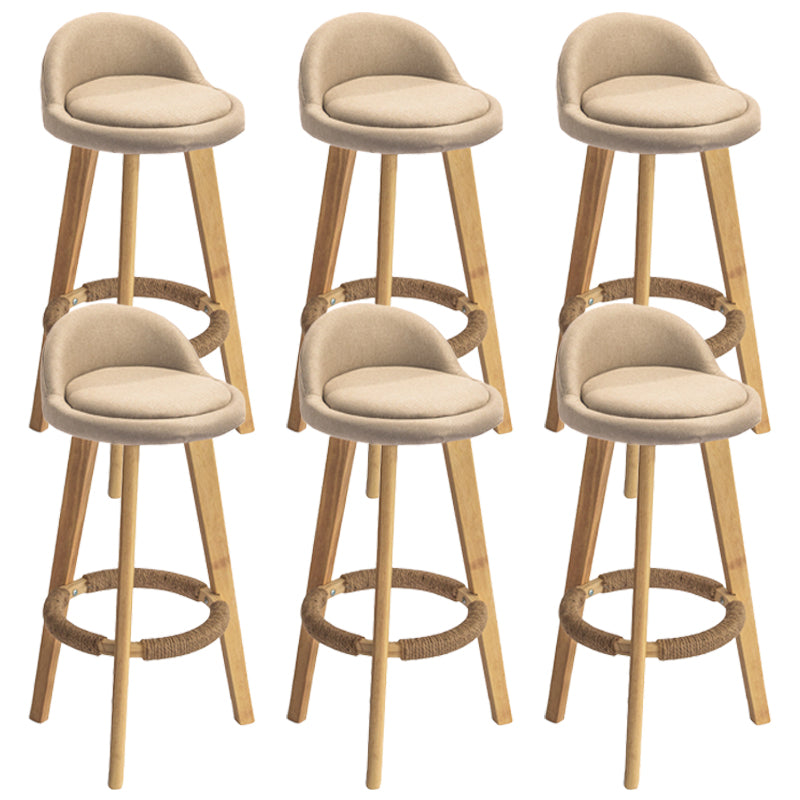 Nordic Armless Backrest Counter Stool Rubber Wood Bar Stool with Pedal