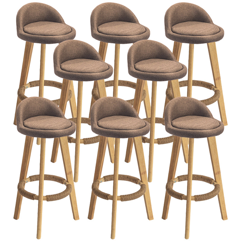 Nordic Armless Backrest Counter Stool Rubber Wood Bar Stool with Pedal