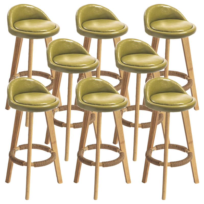 Nordic Armless Backrest Counter Stool Rubber Wood Bar Stool with Pedal