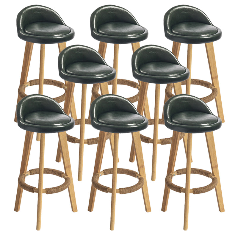 Nordic Armless Backrest Counter Stool Rubber Wood Bar Stool with Pedal