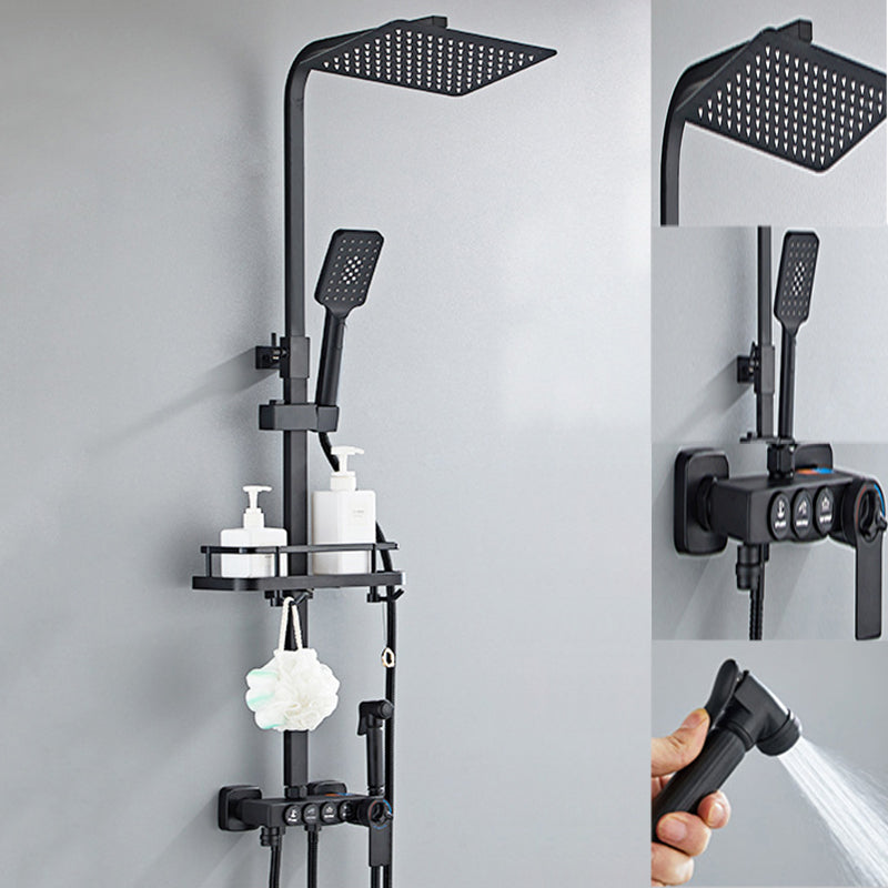 Modern Pressure Balanced Diverter Valve Shower Faucet Square Shower System on Wall