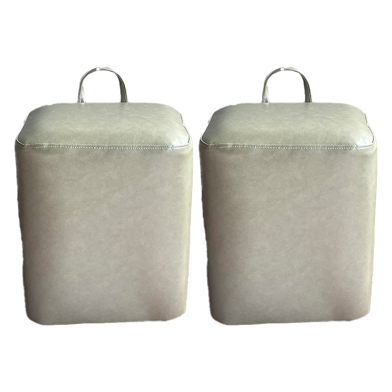 Square Pouf Portable Pure Color Faux Leather Stain Resistant Pouf Ottoman