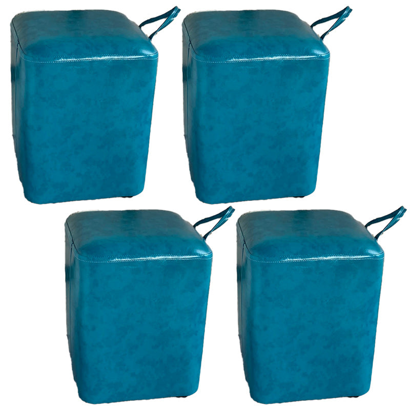 Square Pouf Portable Pure Color Faux Leather Stain Resistant Pouf Ottoman
