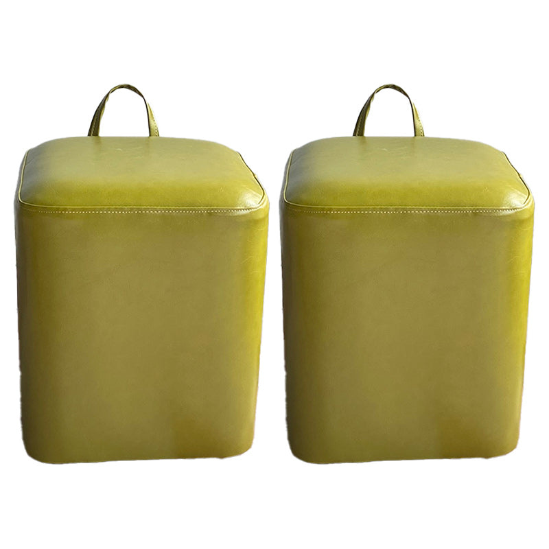 Square Pouf Portable Pure Color Faux Leather Stain Resistant Pouf Ottoman