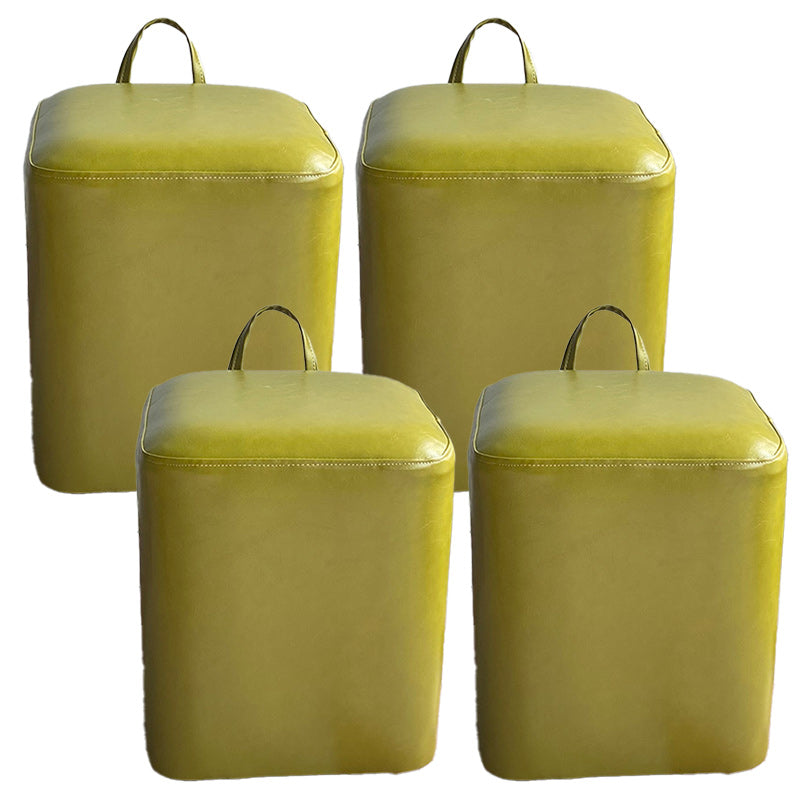 Square Pouf Portable Pure Color Faux Leather Stain Resistant Pouf Ottoman