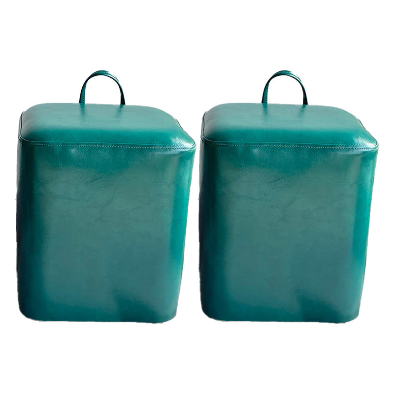 Square Pouf Portable Pure Color Faux Leather Stain Resistant Pouf Ottoman